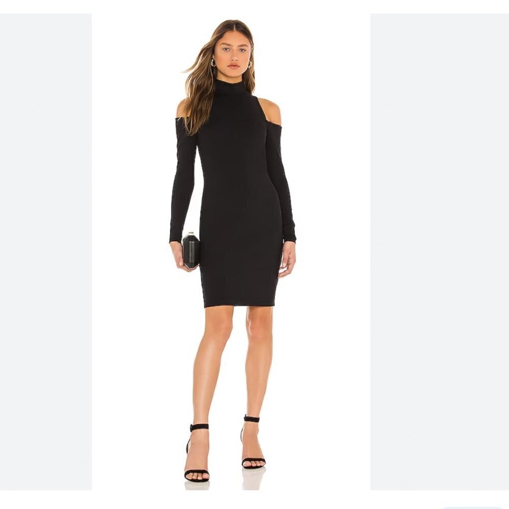 Revolve Susana Monaco Mock Neck Open Shoulder Dress Size Small NWT
